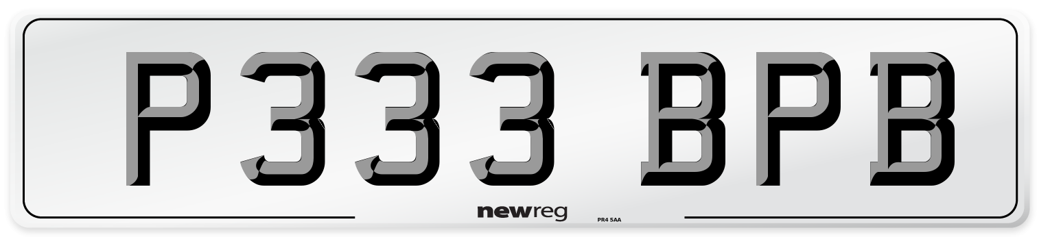 P333 BPB Number Plate from New Reg